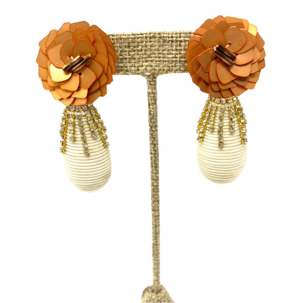 Lizzie Fortunato Sequin and Crystal-Embellished Flower Drop Earrings